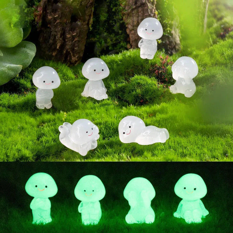 Miniature Luminous Resin Elk & Leaf Fairy Garden Decor Set - DIY Craft Accessories