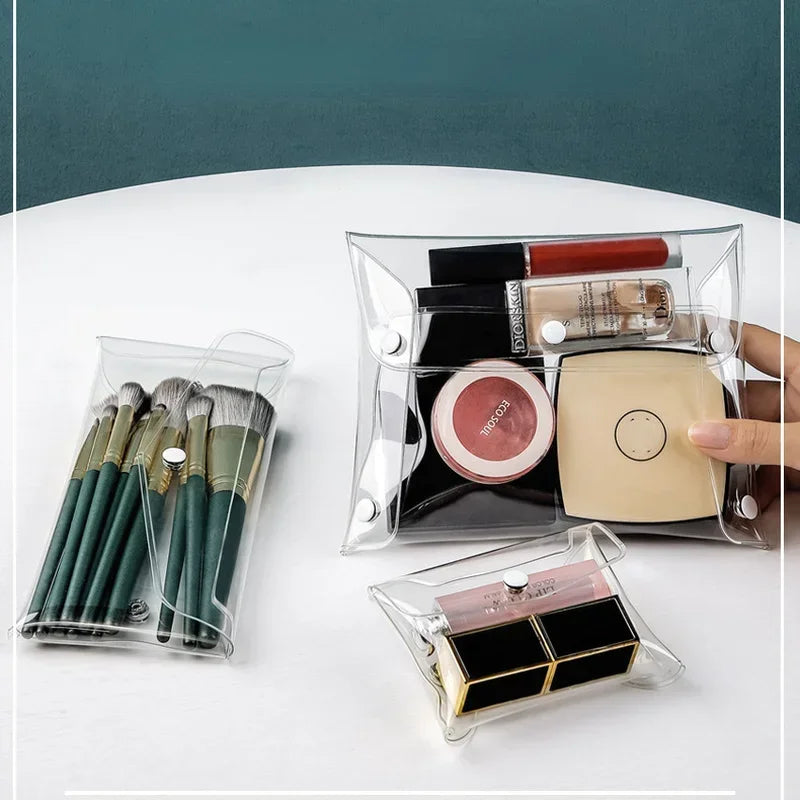 Clear Makeup Bag Organizer Portable Cosmetic Storage Case Travel Friendly PVC