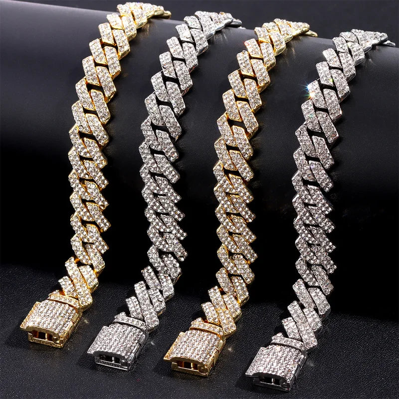 14mm Iced Out Prong Cuban Link Chain Necklace - Unisex Hip Hop Jewelry