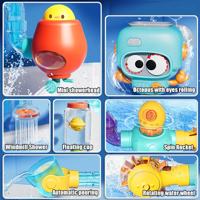 Baby Bath Toys with Strong Suction Cups Water Play Set for Toddlers and Kids