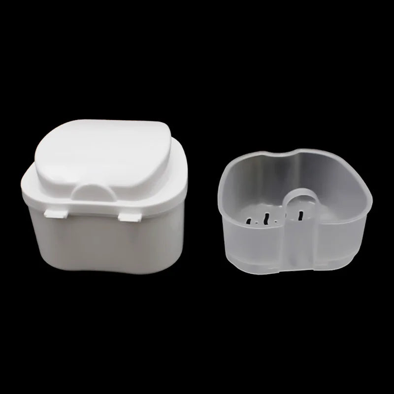Denture Storage Box Organizer with Hanging Net - Teeth Case for False Teeth