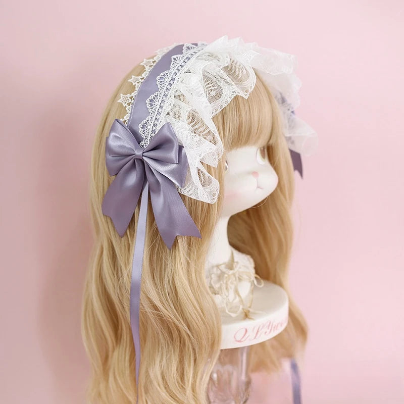Lolita Headband Hair Accessories Lace Bow Hair Band for Girls & Women