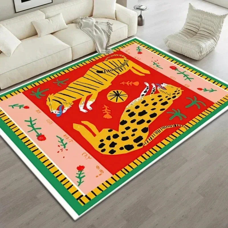 Leopard Print Living Room Rug - Large Area Bedside Sofa Carpet for Home Decor