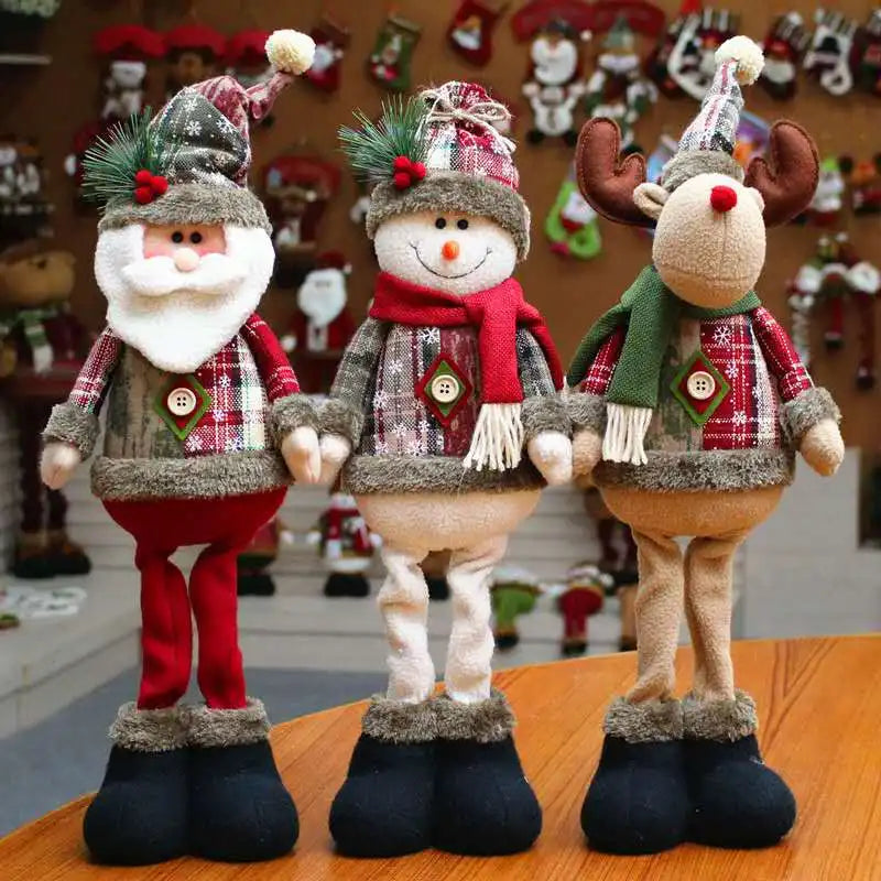Christmas Doll Figurines Set - Santa, Snowman & Reindeer Home Decor