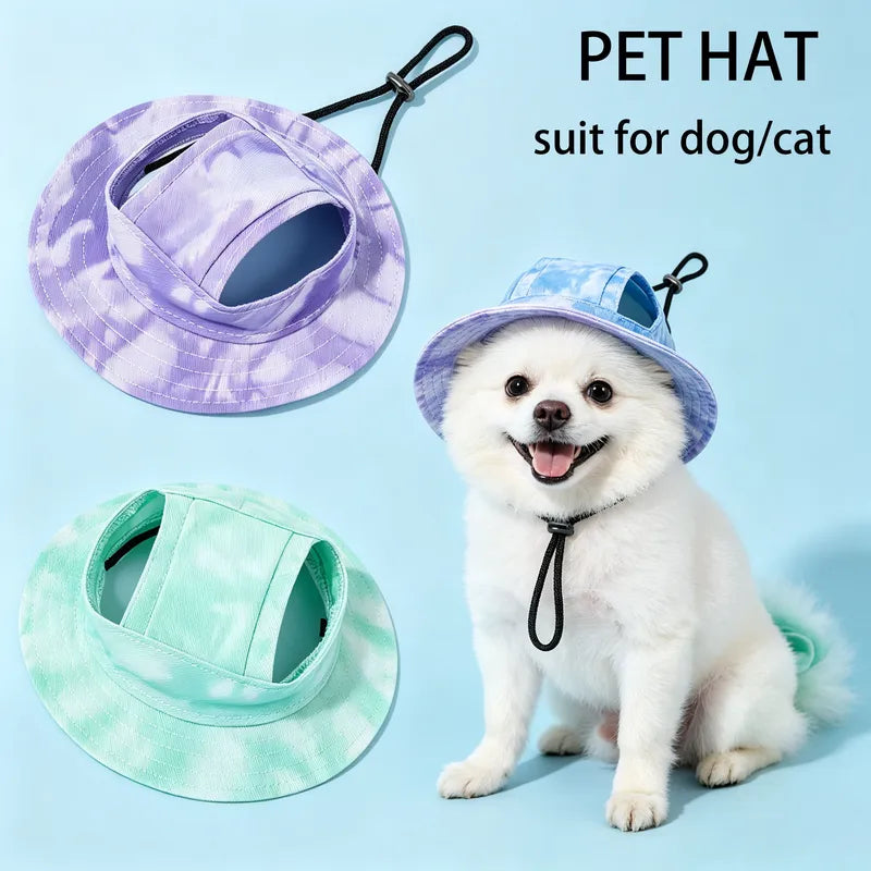 Pets Sun Hat with Ear Holes - Adjustable Baseball Cap for Dogs & Cats - Summer Outdoor Pet Accessory