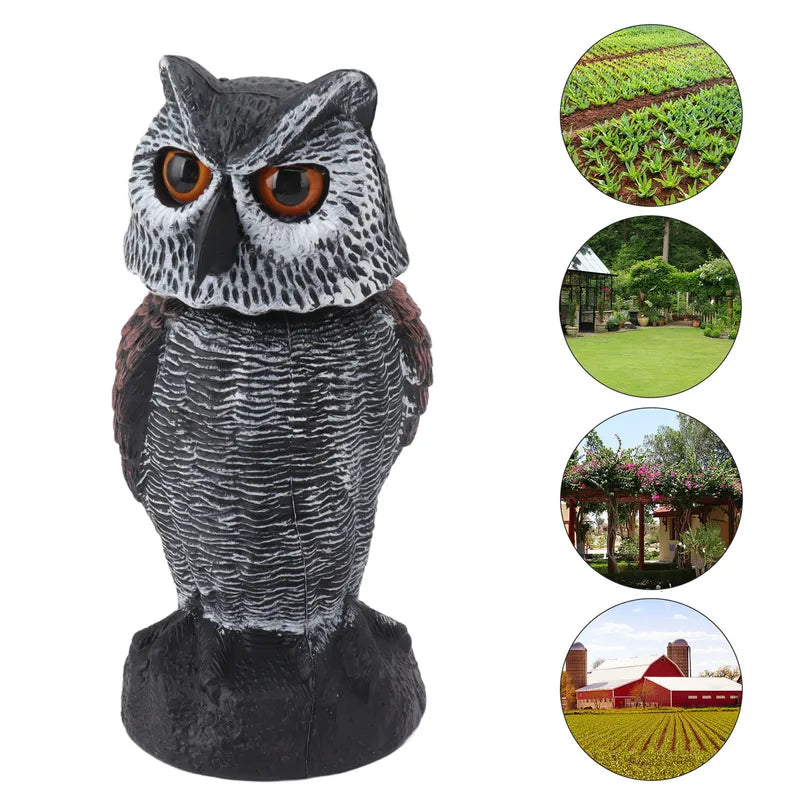 Bird Repellent Owl Decoy with Shake Head for Garden and Farm Pest Control