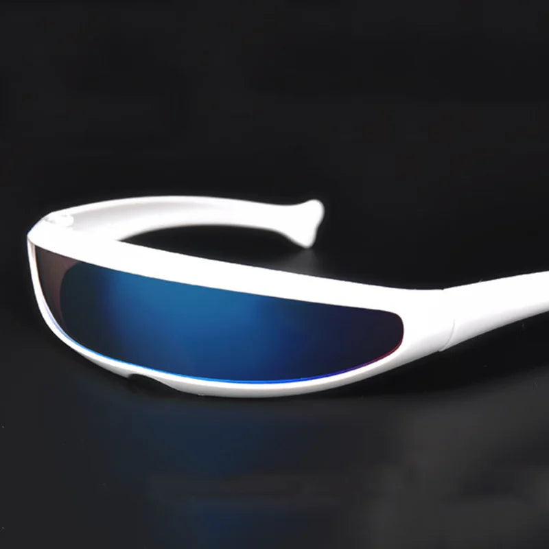 Futuristic Narrow Cyclops Sunglasses with Mirrored UV400 Lenses – Costume Eyewear Men
