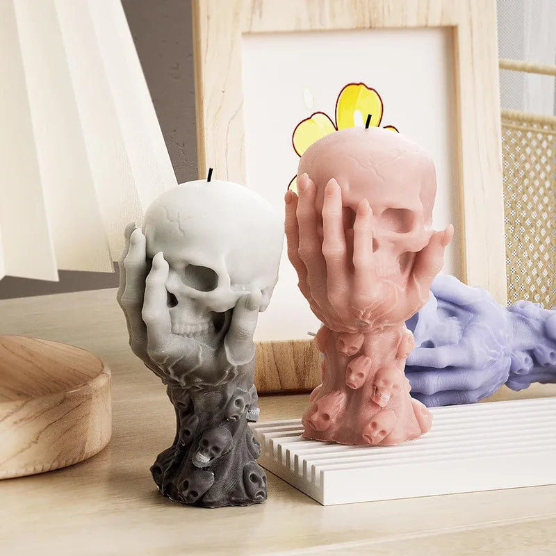 Halloween Skull Candle Silicone Mold Set for Resin & Plaster Crafts