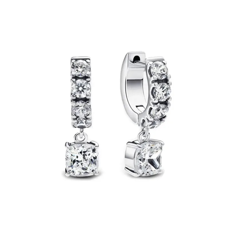 925 Silver Butterfly Heart Square Earrings for Women High-Quality Jewelry Gift