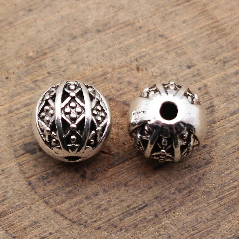 Geometric Rhombus Pattern Spherical Beads Set - 8.1x8x7.9mm 3 Colors