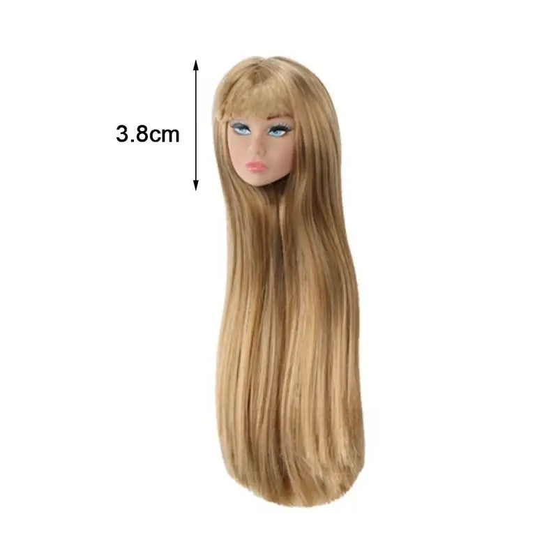 DIY Doll Head with Long Hair for 1/6 Figures, Face Practice Accessory