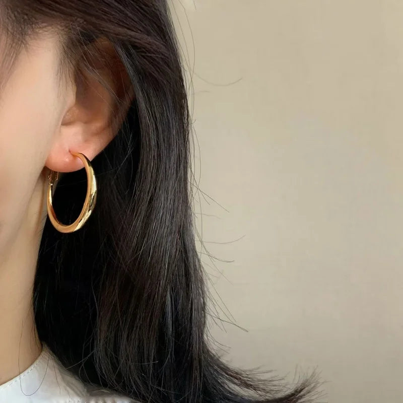 Big Circle Hoop Earrings for Women - Exaggerated C-Shaped Metal Jewelry