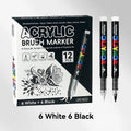 Acrylic Paint Pen Set 12 Colors Markers for Wood Canvas Rock Painting Gift - Black White Gold Silver