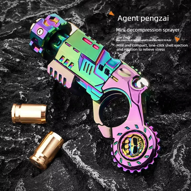 Mini Finger Spinning Top EDC Desk Gadget Stress Relief Toy Set - Alloy Pistol Style