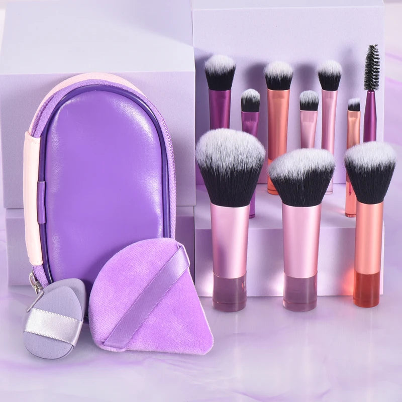 Mini Makeup Brush Set - Portable Travel Cosmetic Tool with Multiple Colors
