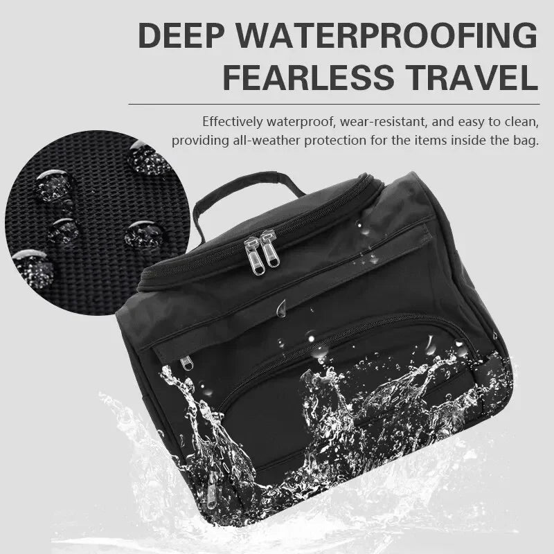 Large Capacity Waterproof Makeup Bag with Shoulder Strap for Travel & Salon Use