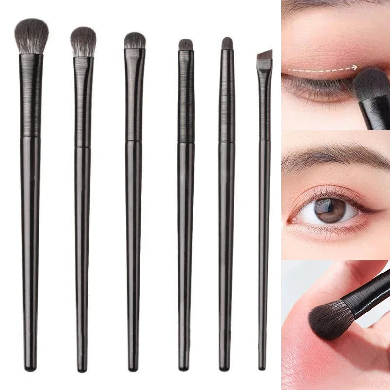 6pcs Eye Makeup Brush Set for Eyeshadow Eyeliner Contouring Portable Cosmetic Tools