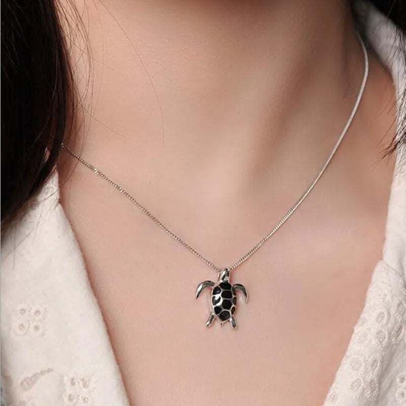 925 Sterling Silver Turtle Necklace Pendant for Women - Clavicle Chain Jewelry