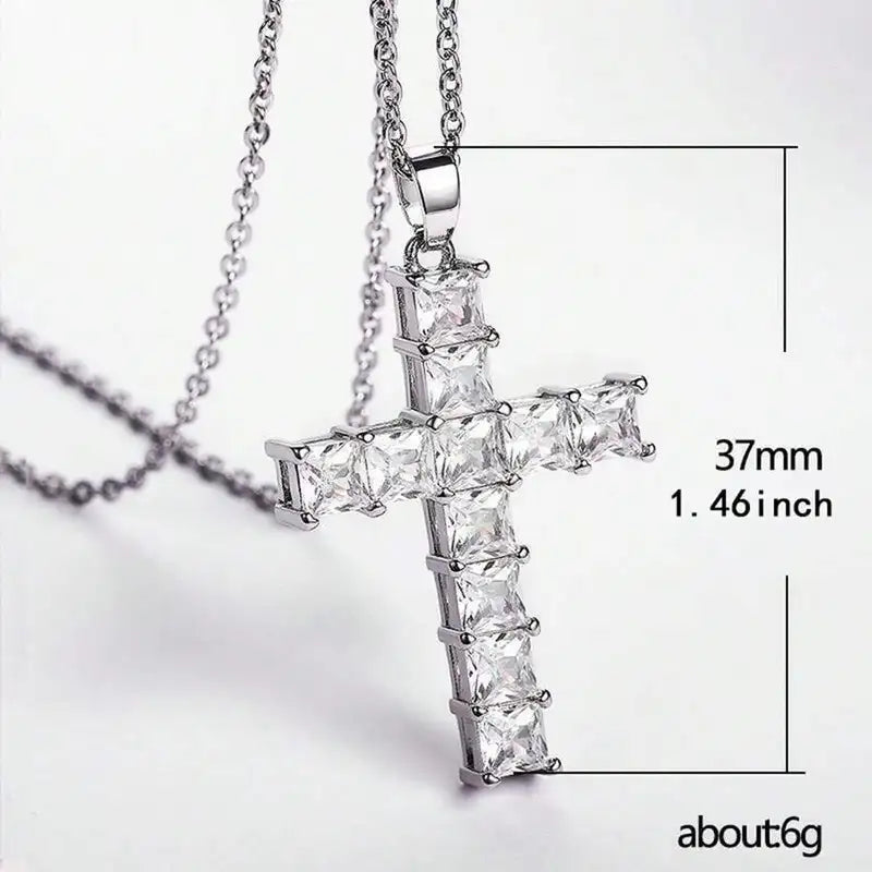 Fashion Cross Pendant Necklace for Women - Multi-Color Crystal Jewelry