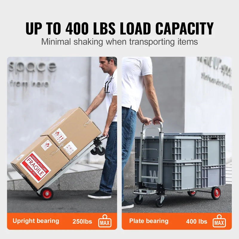 400 lbs Folding Hand Truck Dolly Utility Cart with Wheels for Moving & Warehouse
