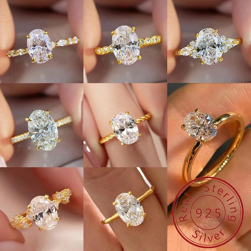 925 Sterling Silver Zircon Fashionable Ring for Women Engagement Wedding Jewelry