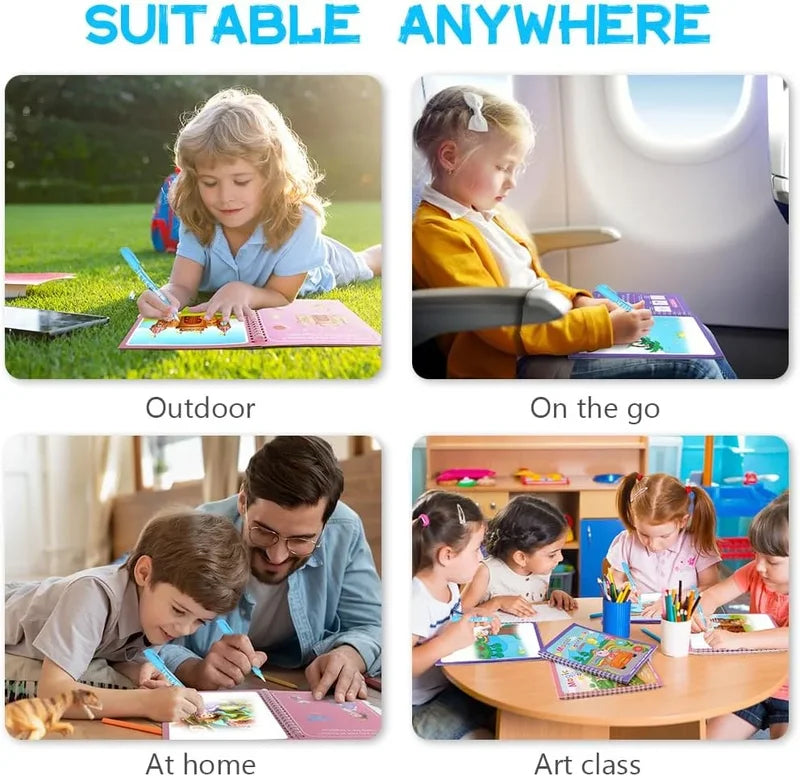 Kids Reusable Water Drawing Book with Refillable Pen - Educational Montessori Toy