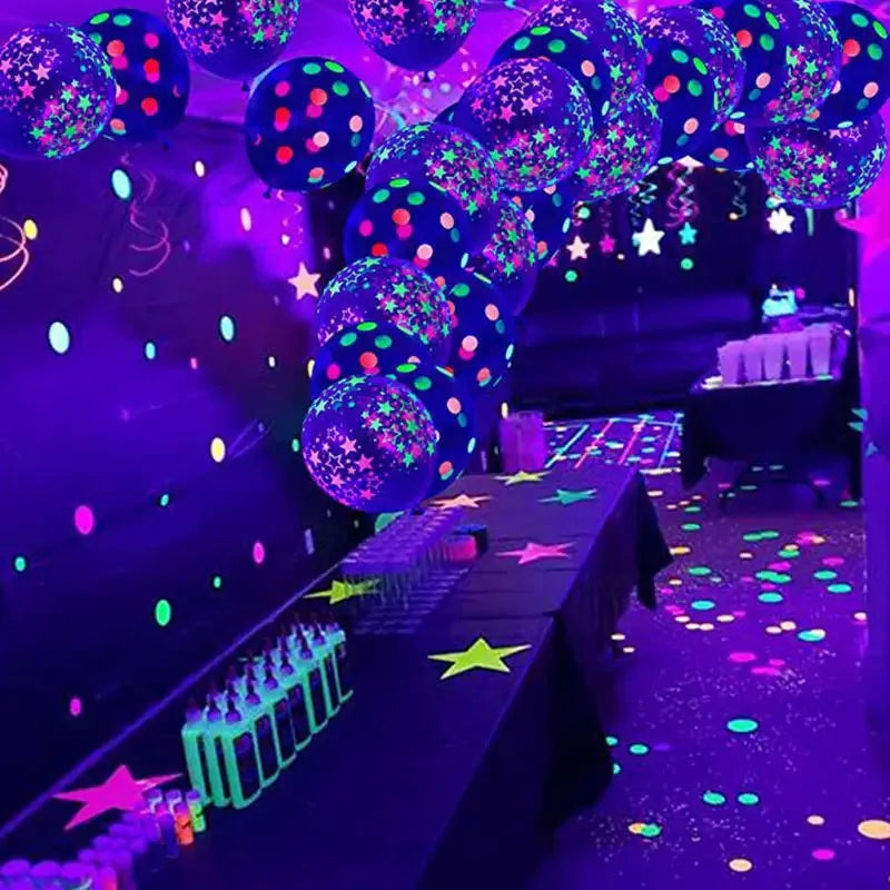 Glow in The Dark Fluorescent Latex Balloons for Birthday & Wedding Parties - 60/10pcs