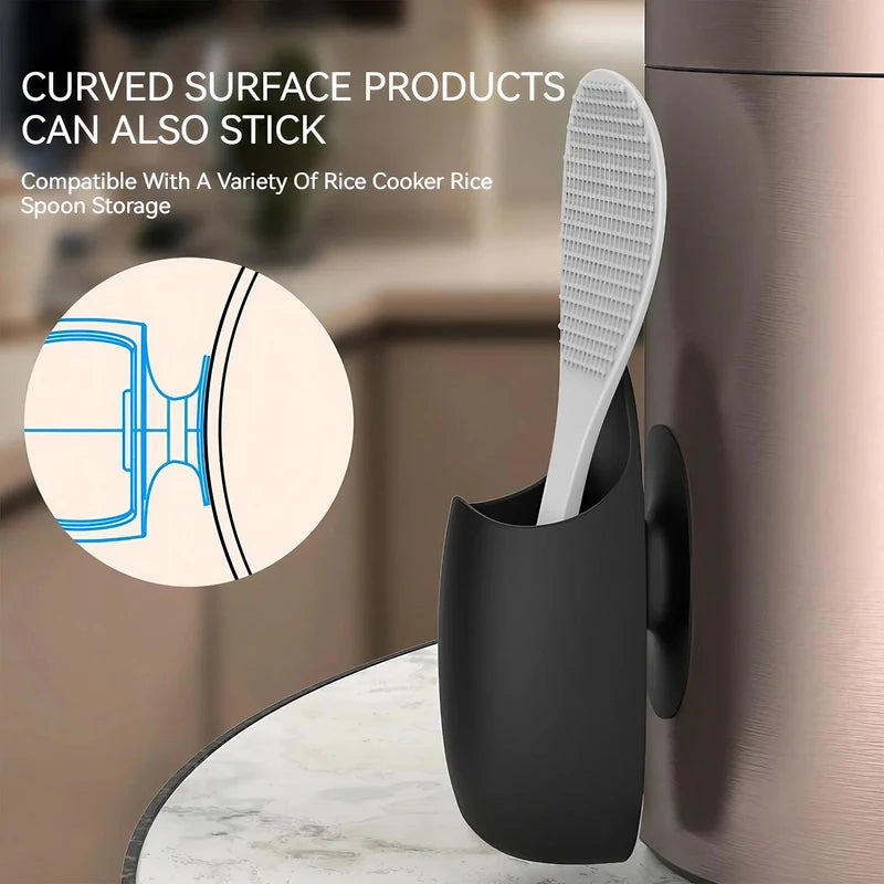 Silicone Rice Scoop Holder Organizer Self-Adhesive Kitchen & Bathroom Storage Rack