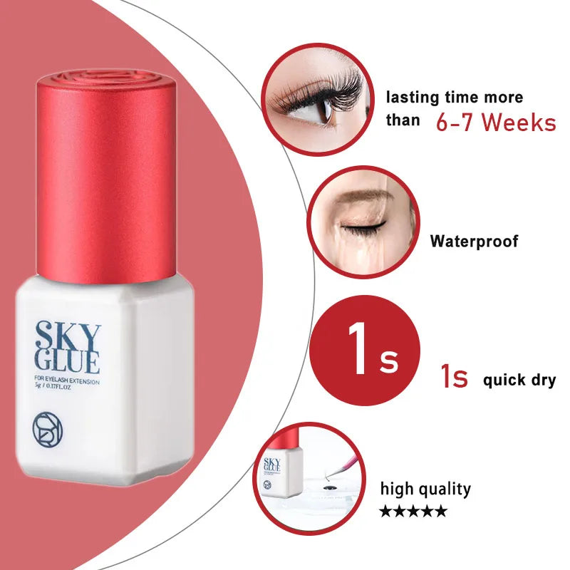 Korean False Eyelash Extension Glue 3 Bottles 5ml Black Adhesive for Eyelash Extensions