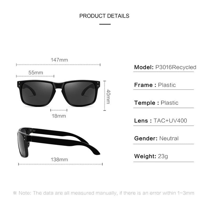High Quality Polarized Square Sunglasses for Outdoor Sports & Beach UV400
