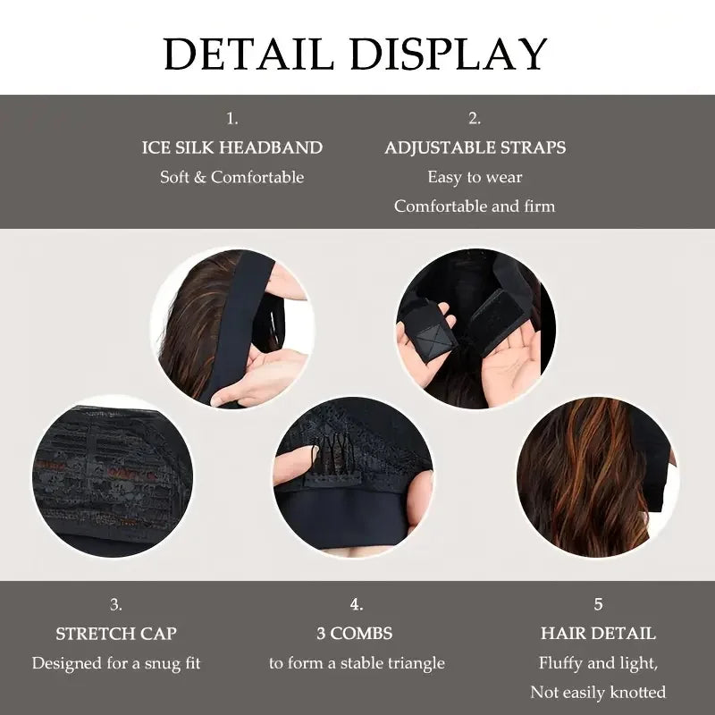 Women's Curly Short Wavy Hairband Wig Heat-Resistant Fiber Synthetic Hair