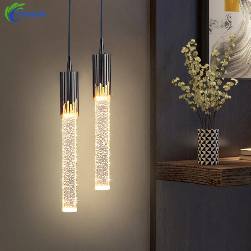 Modern Crystal Pendant Light Fixture for Living Room and Bedroom - Adjustable Color & Brightness