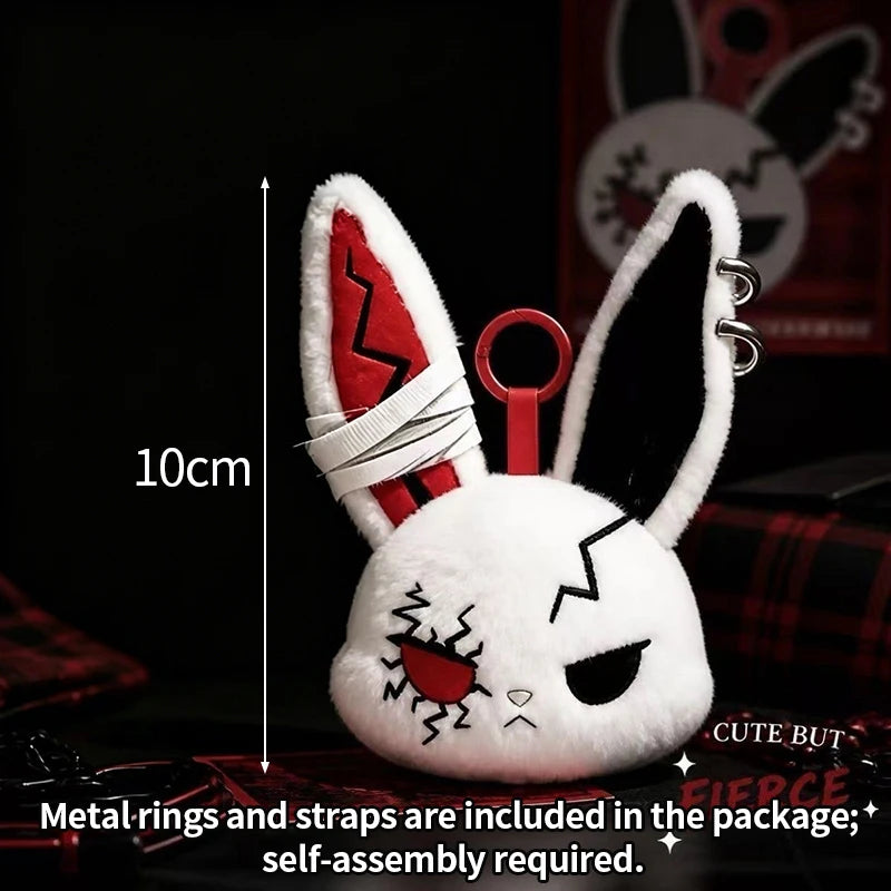 Halloween Gothic Bunny Plush Keychain - Cute Rabbit Bag Charm & Animal Pendant