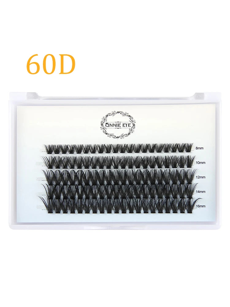 100 Bundles Cluster Eyelash Kit with Faux Mink Fans - Natural, DIY Ready Made Lashes