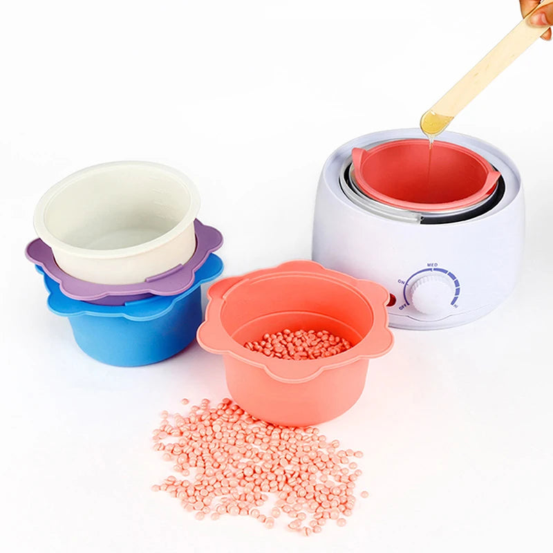 Wax Warmer Silicone Replacement Bowls with Stirring Stick for Hair Removal - Heat-Resistant Non-Stick