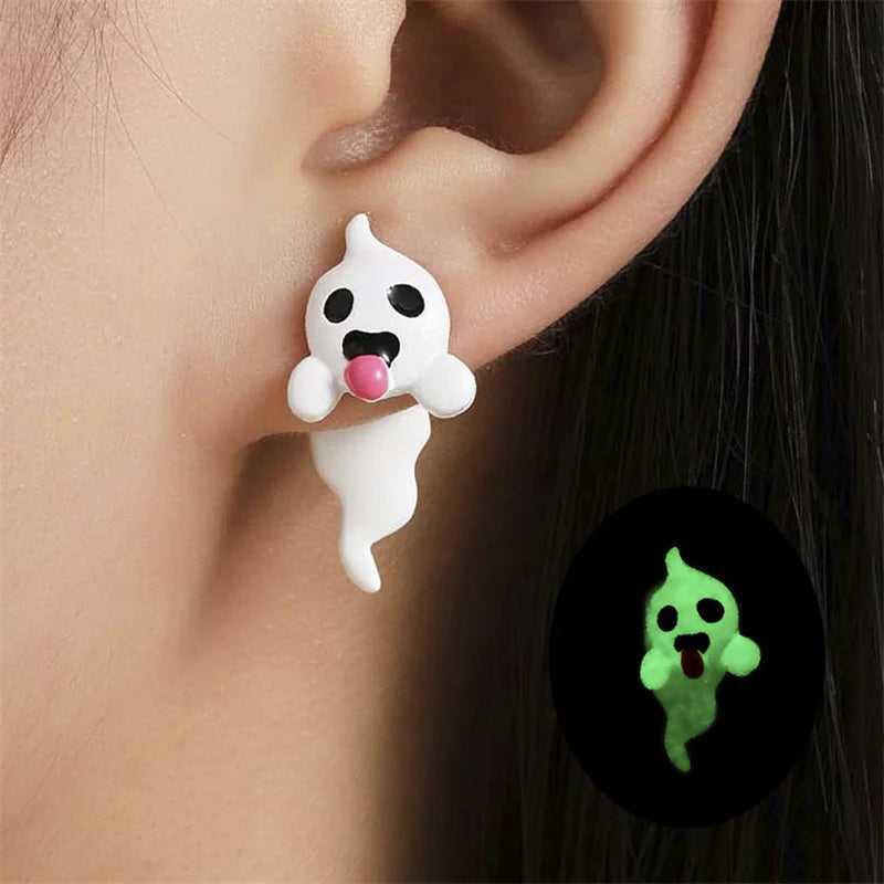 Halloween Ghost Earrings Cartoon Luminous Stud Earrings for Women Party Jewelry