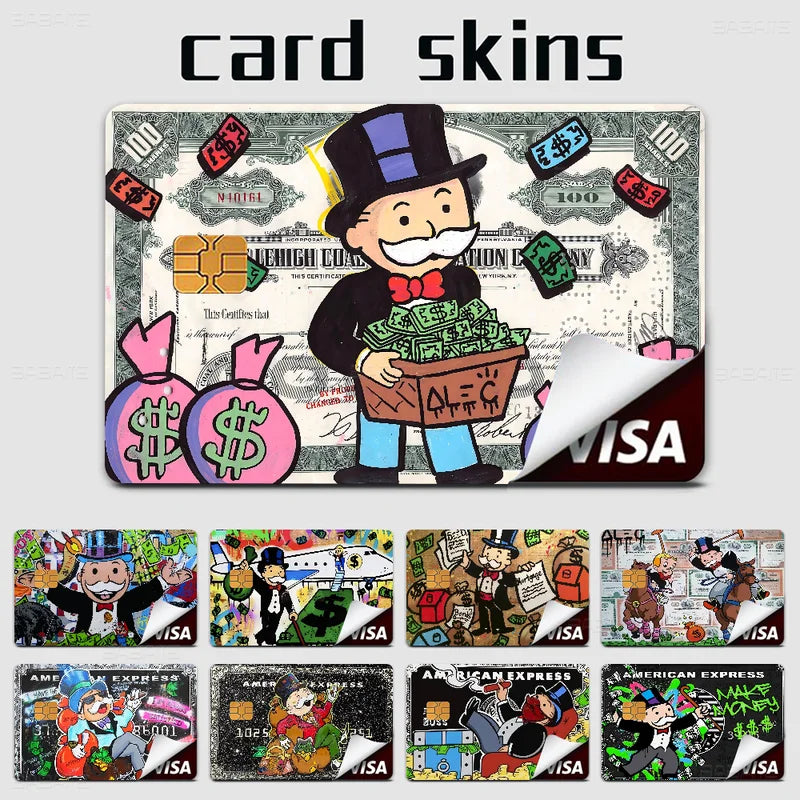 Monopoly Dollar Cartoon Card Skin Stickers for Credit & Debit Cards - Waterproof & Scratch Resistant