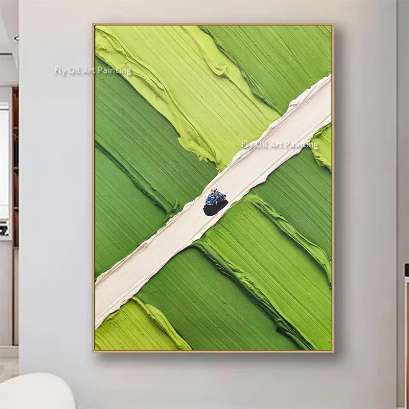 Abstract Countryside View Canvas Wall Art - Thick Oil Painting for Home Decor