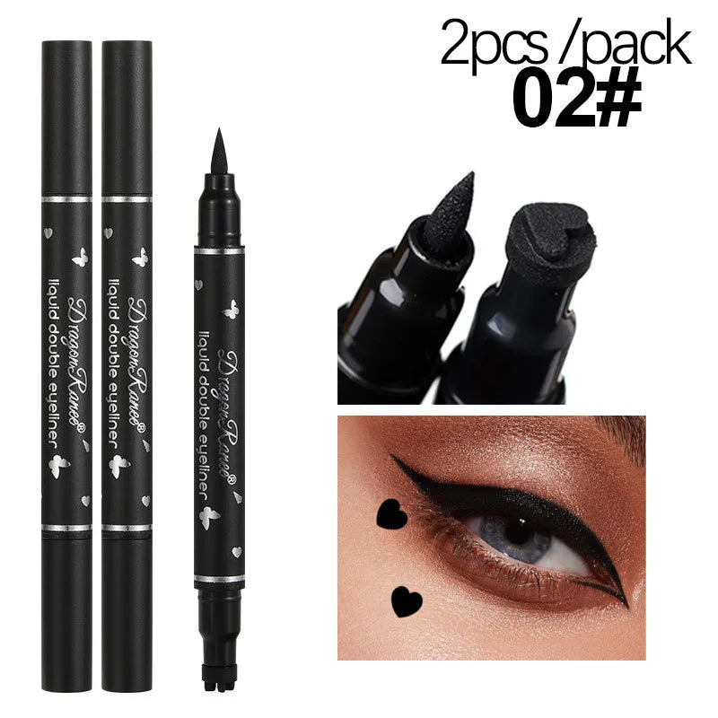 Double Head Star Seal Waterproof Eye Liner - Non-Smudging, Heart Plum Design