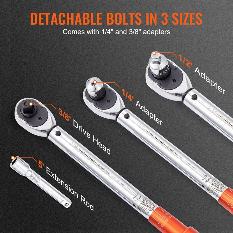 Mechanical Torque Wrench Set with Dual-Range Adjustable Drive - Professional Tool Kit
