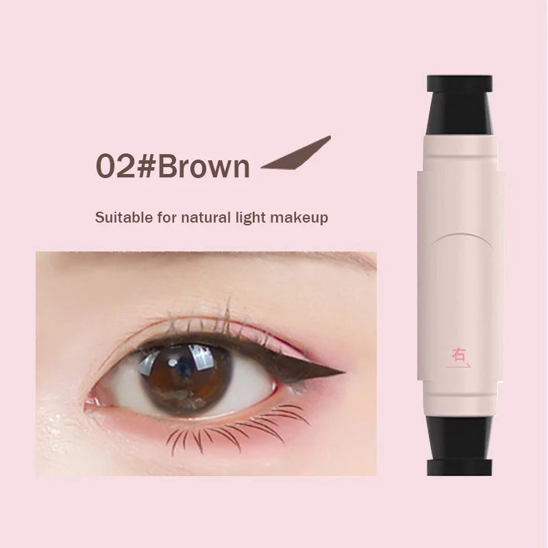 Waterproof Liquid Eyeliner Pen with Integrated Stamp for Precise Symmetrical Eye Makeup