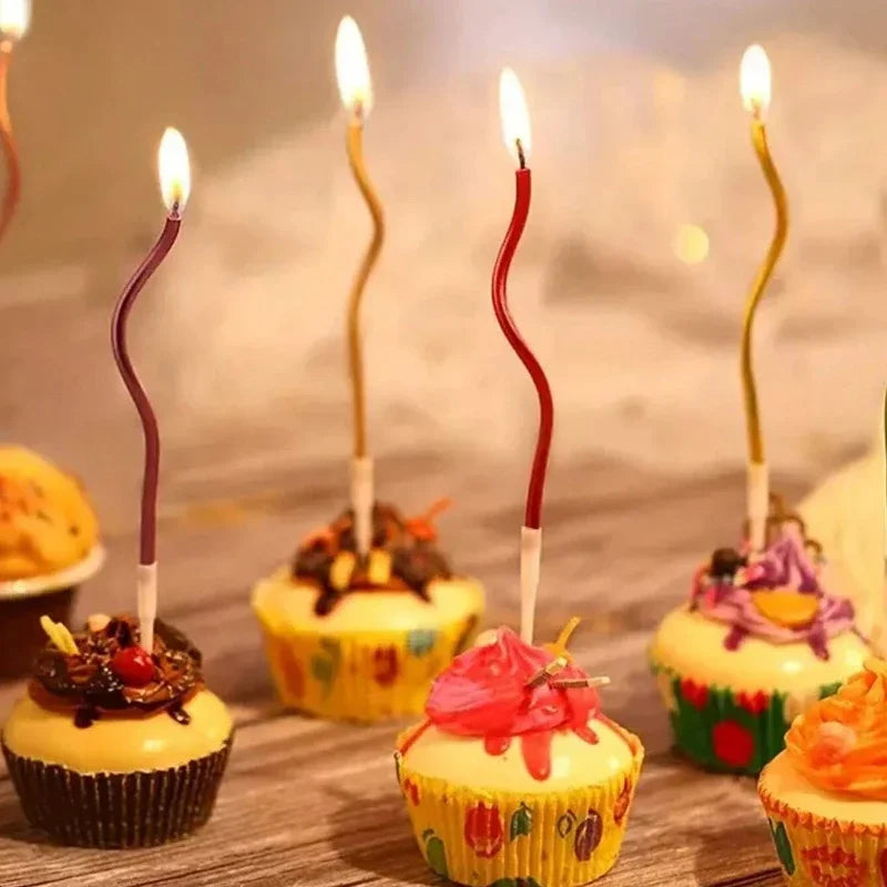 6/36Pcs Curved Cake Candles for Birthday Baby Shower Cupcake Decoration Party