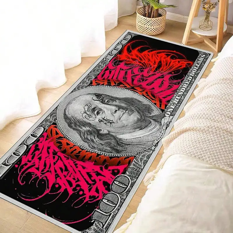 Rectangle Cartoon Style Dollar Bill Pattern Rug - Multi-Use Soft Area Carpet