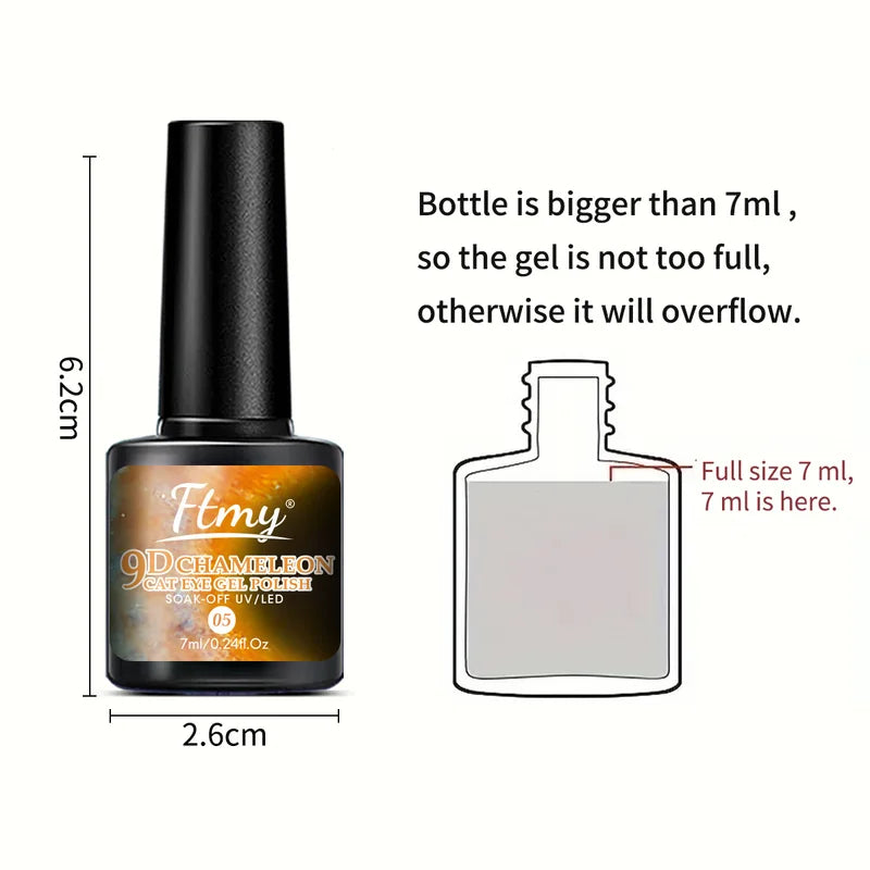 7 Colors Magnetic Gel Nail Polish Set with Cat Eye Effect, Long-Lasting UV LED Manicure Kit