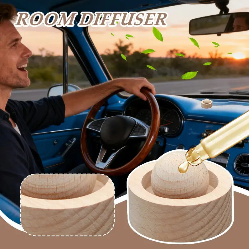 Natural Wooden Diffuser for Air Purification and Fragrance - Car, Room, Office
