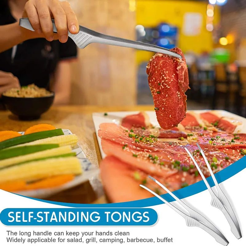 Stainless Steel BBQ Tongs Non Slip Cooking Utensils for Grilling and Serving