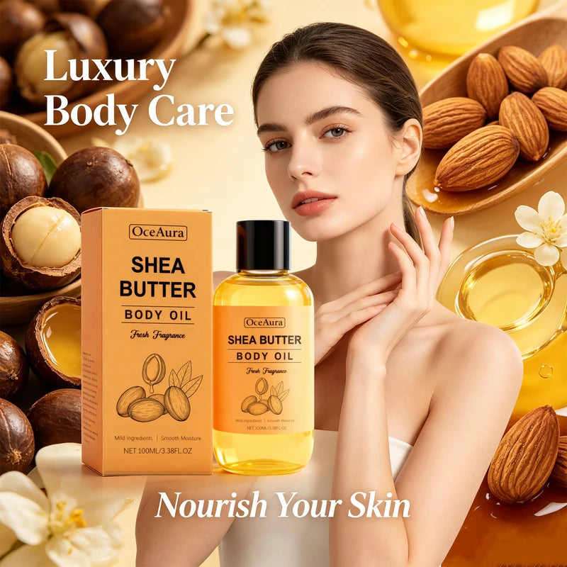 Shea Butter Body Oil for Dry Skin Nourishing Hydration 100ml - Fast Absorbing Moisturizer
