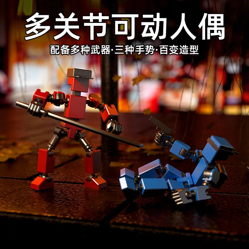 Mini Action Figures Toys with Accessories - Articulated Robot Collectible for Desk Decor