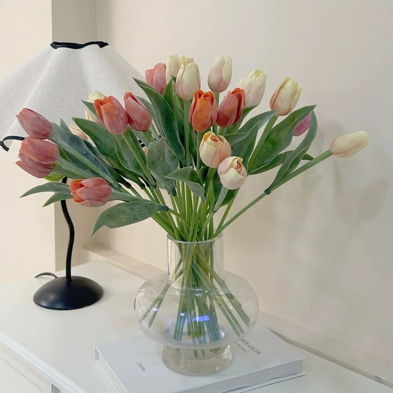 Artificial Tulip Flower Bouquets - Faux Latex Floral Decor for Weddings & Home