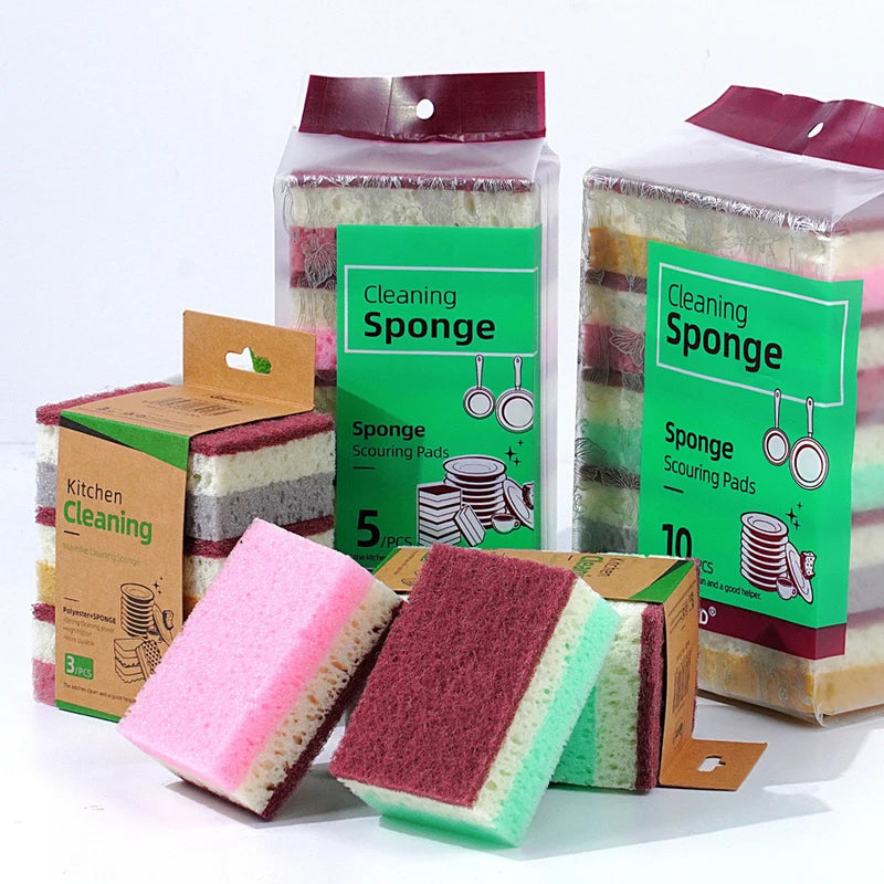 High Density Sponge Cleaning Cloth for Dishwashing and Kitchen Use – Non-Greasy, Multi-Color